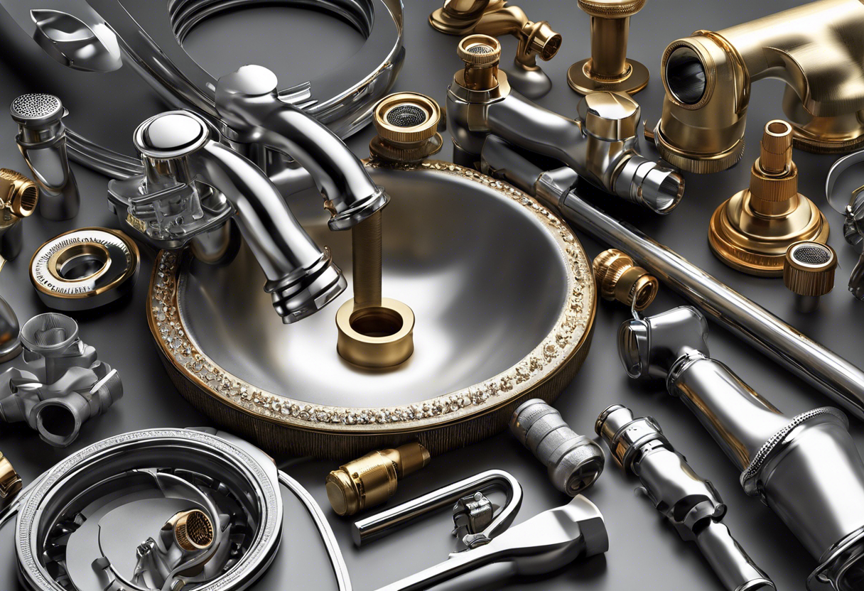 An image that visually represents the process of solving plumbing issues, from leaks to clogs, using specific and detailed visual language